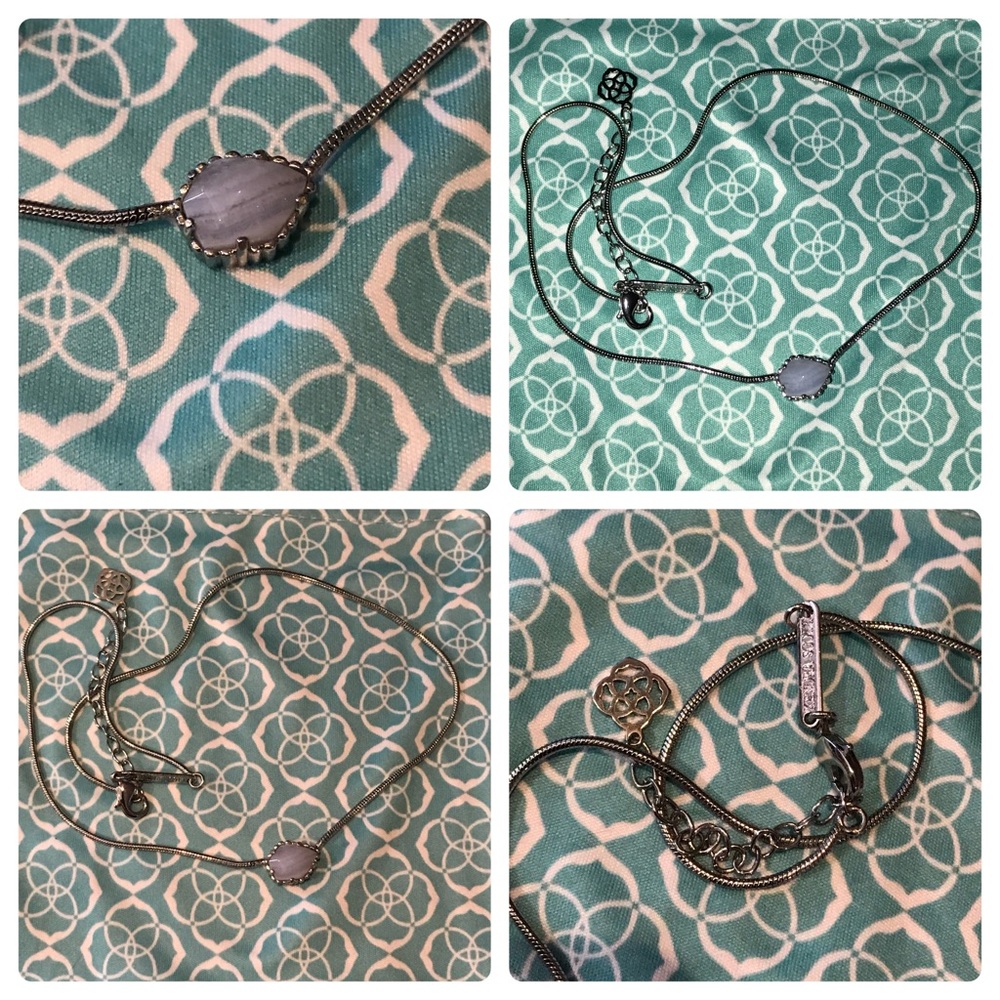 Kendra Scott Blue silver lace agate Mara necklace